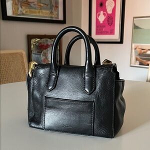 J. Crew Black Leather Baby Bag